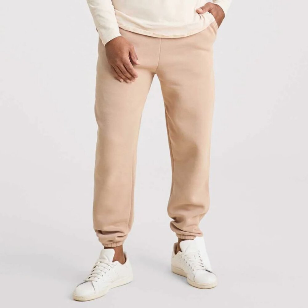 NWT Nuuds Large Mens Fleece Sweatpants in Sand Tan Color Casual Sweats Comfy
